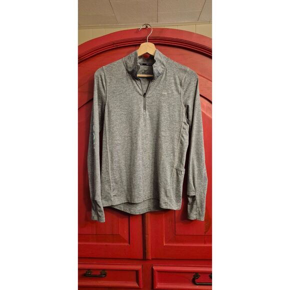 Nike Peloton Collab Wom XS Dri-Fit Tiffany Green Logo Spellout Heather Gray EUC - Picture 2 of 5